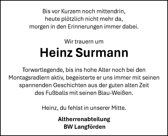 Anzeige von Heinz Surmann von OM-Medien