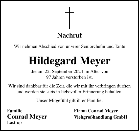 Anzeige von Hildegard Meyer von OM-Medien