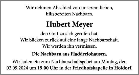 Anzeige von Hubert Meyer von OM-Medien