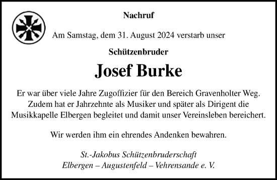 Anzeige von Josef Burke von OM-Medien