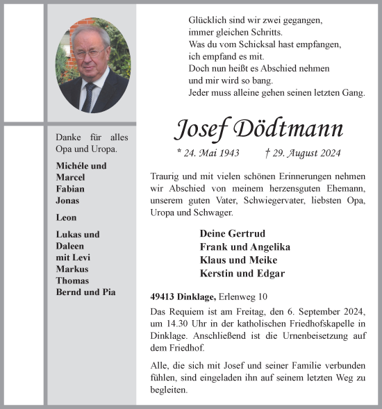 Anzeige von Josef Dödtmann von OM-Medien