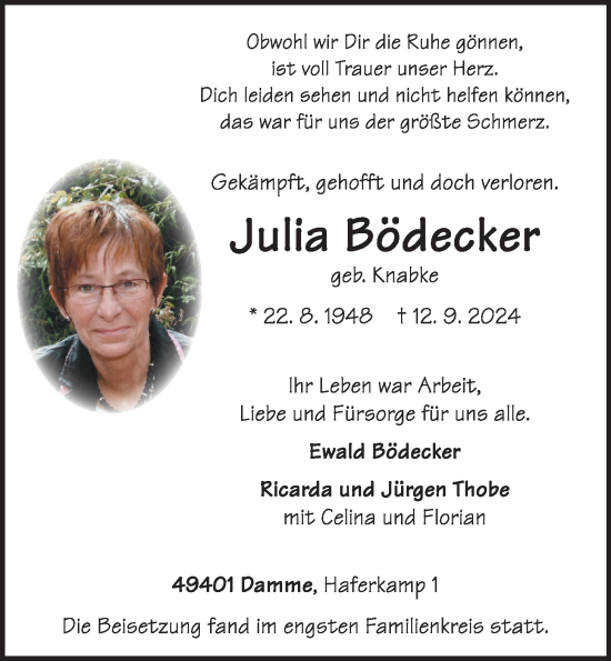 Anzeige von Julia Bödecker von OM-Medien