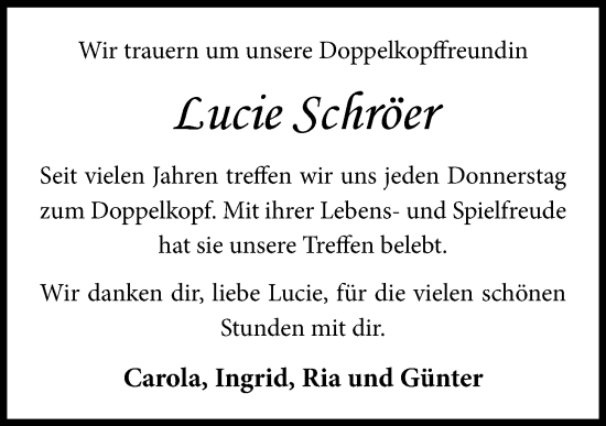 Anzeige von Lucie Schröer von OM-Medien