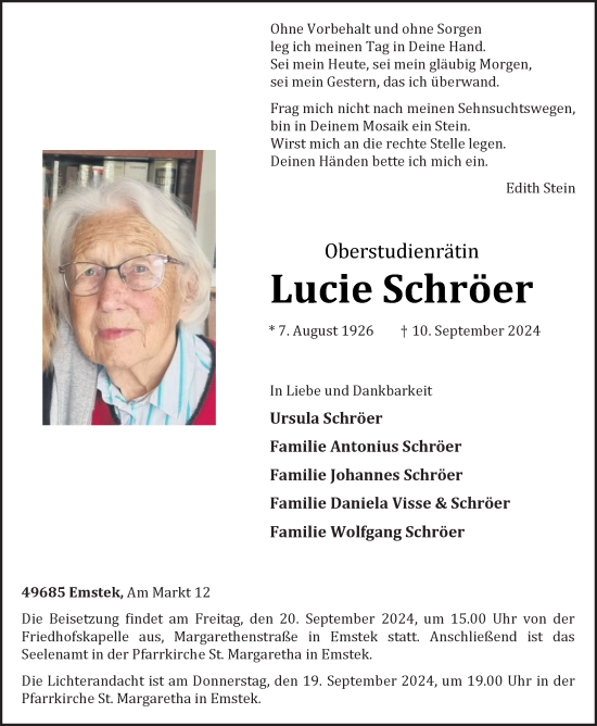 Anzeige von Lucie Schröer von OM-Medien