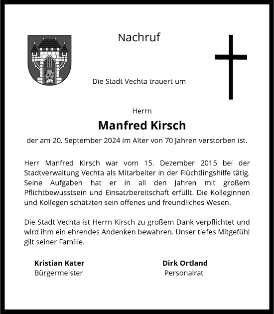 Anzeige von Manfred Kirsch von OM-Medien