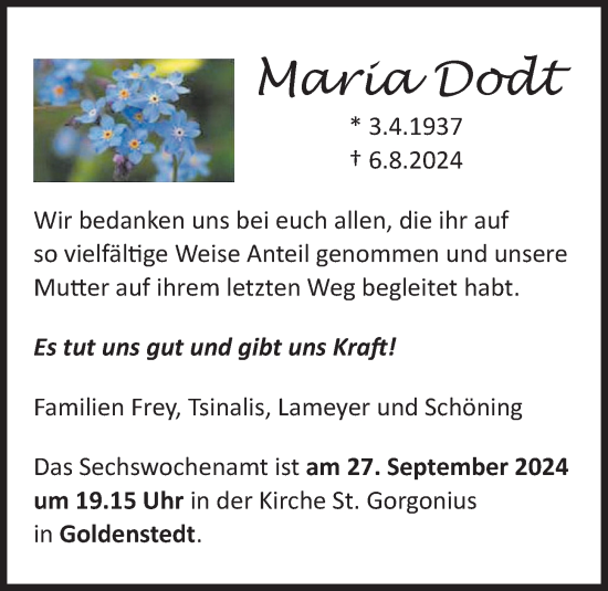 Anzeige von Maria Dodt von OM-Medien