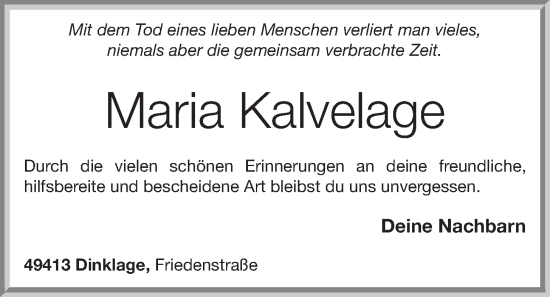 Anzeige von Maria Kalvelage von OM-Medien