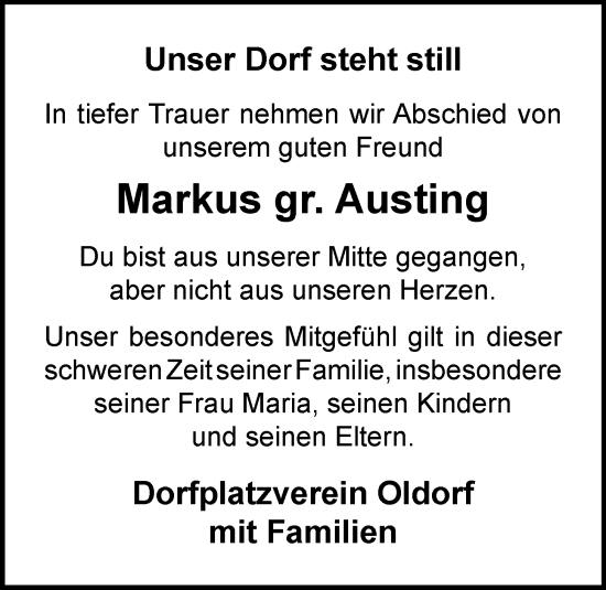 Anzeige von Markus gr. Austing von OM-Medien