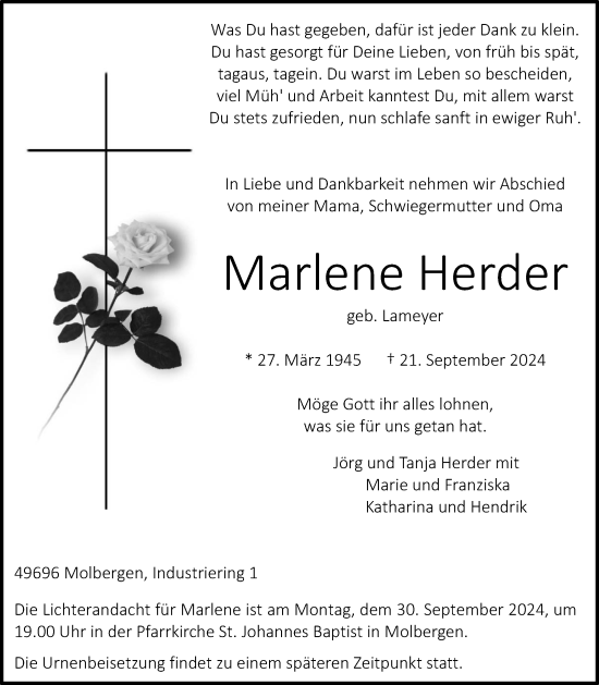 Anzeige von Marlene Herder von OM-Medien