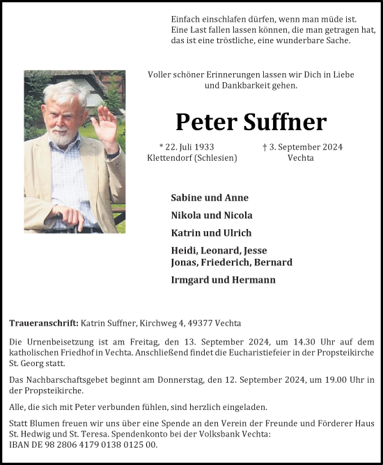 Anzeige von Peter Suffner von OM-Medien