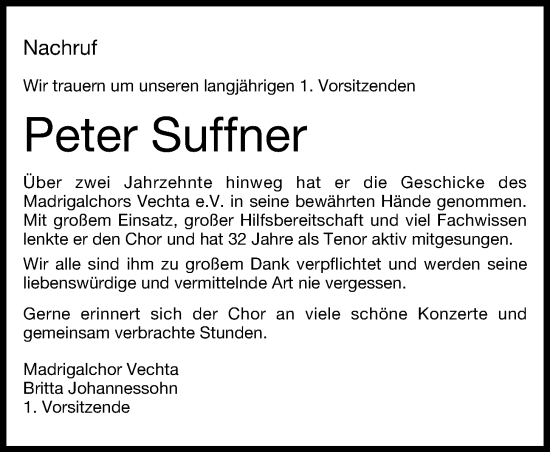 Anzeige von Peter Suffner von OM-Medien