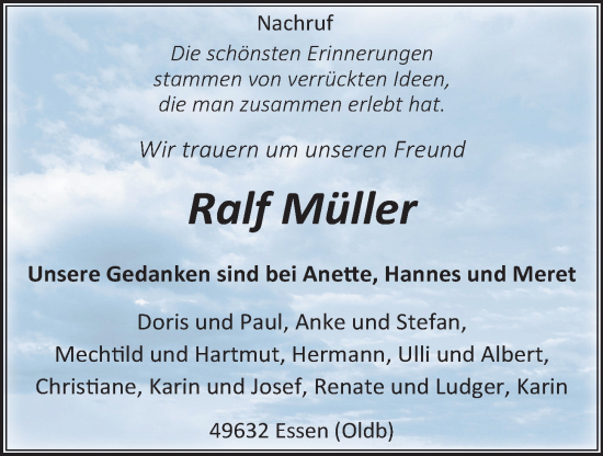 Anzeige von Ralf Müller von OM-Medien