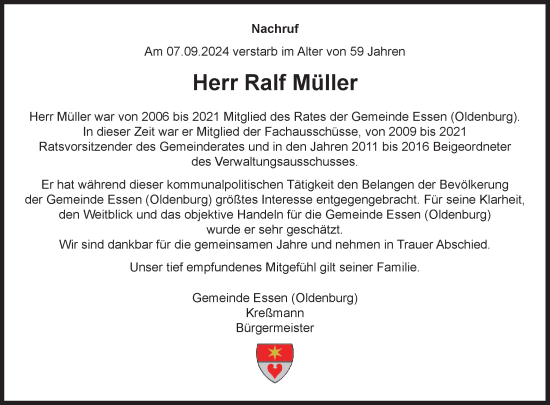 Anzeige von Ralf Müller von OM-Medien