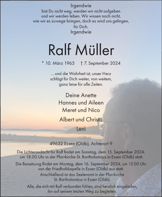 Anzeige von Ralf Müller von OM-Medien