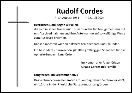 Anzeige von Rudolf Cordes von OM-Medien