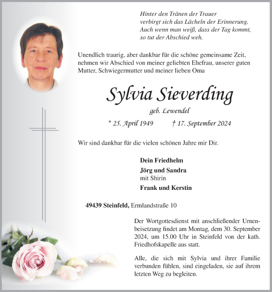 Anzeige von Sylvia Sieverding von OM-Medien