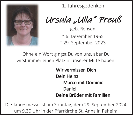 Anzeige von Ursula Preuß von OM-Medien