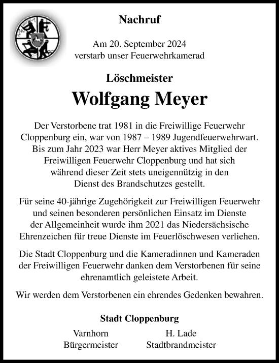 Anzeige von Wolfgang Meyer von OM-Medien