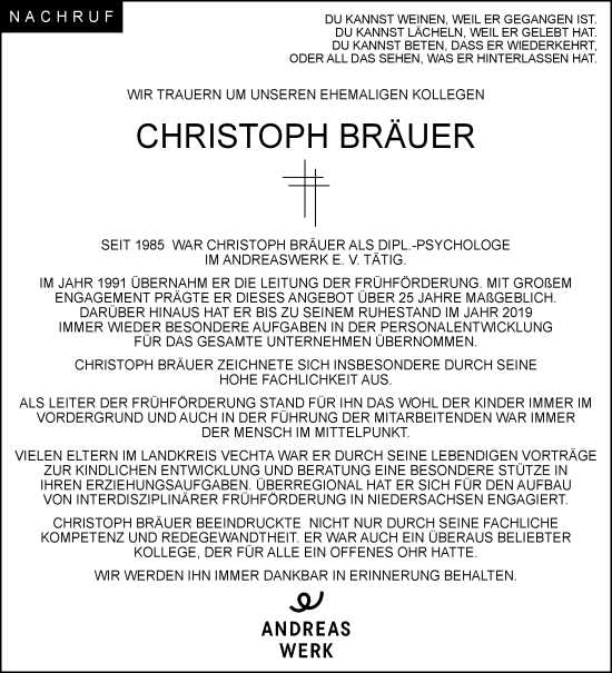 Anzeige von Christoph Bräuer von OM-Medien