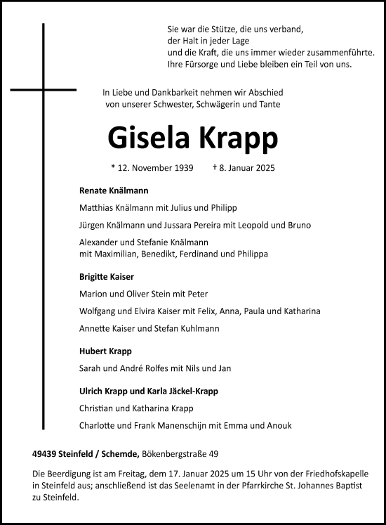 Anzeige von Gisela Krapp von OM-Medien