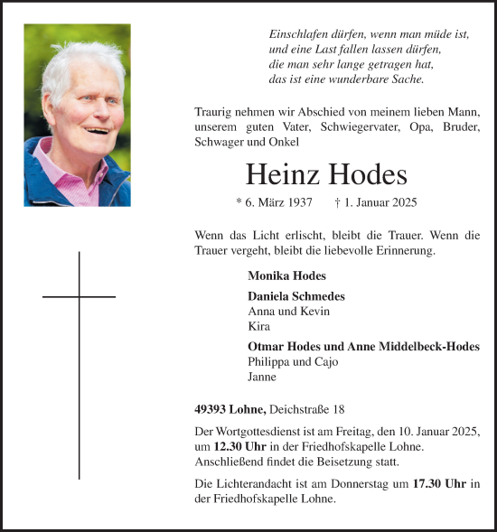 Anzeige von Heinz Hodes von OM-Medien